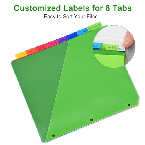 Smart Home 8-Tab Binder Dividers - Index Pockets Divider for 3 Essentials