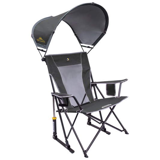Smooth Motion SunShade Rocker - Choice 550 - Patented Spring-Action Rocking Chair for Camping - Pewter