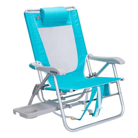 Sand-Friendly Big Surf with Slide Table - Choice 334 - Low-Profile Reclining Beach Chair with Backpack Straps - Seafoam Green