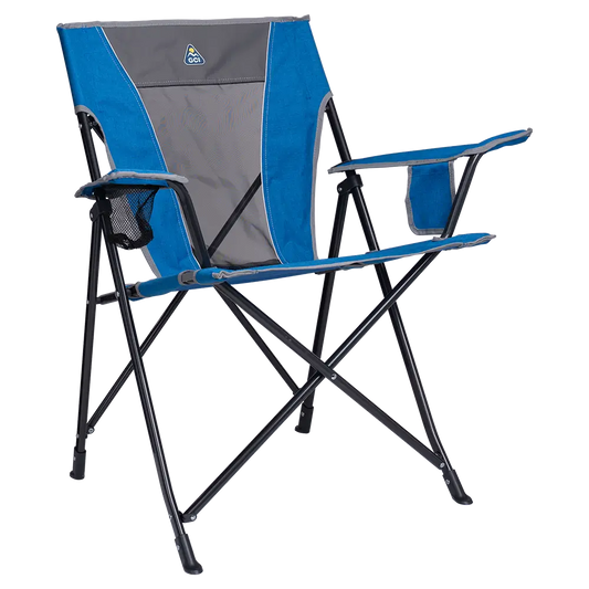 Telescoping Frame Comfort Quad Chair - Choice 989 - Pico Compact Folding Camp Chair with Carry Bag - Heathered Royal