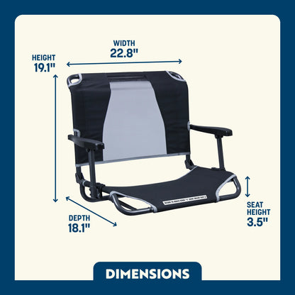 Ergonomic Back-Support Big Comfort Stadium Chair with Armrests - Choice 465 - Lightweight Folding Bleacher Chair with Cushioning Detail