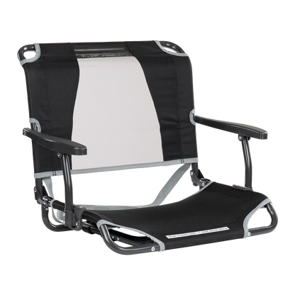 Ergonomic Back-Support Big Comfort Stadium Chair with Armrests - Choice 465 - Lightweight Folding Bleacher Chair with Cushioning - Black