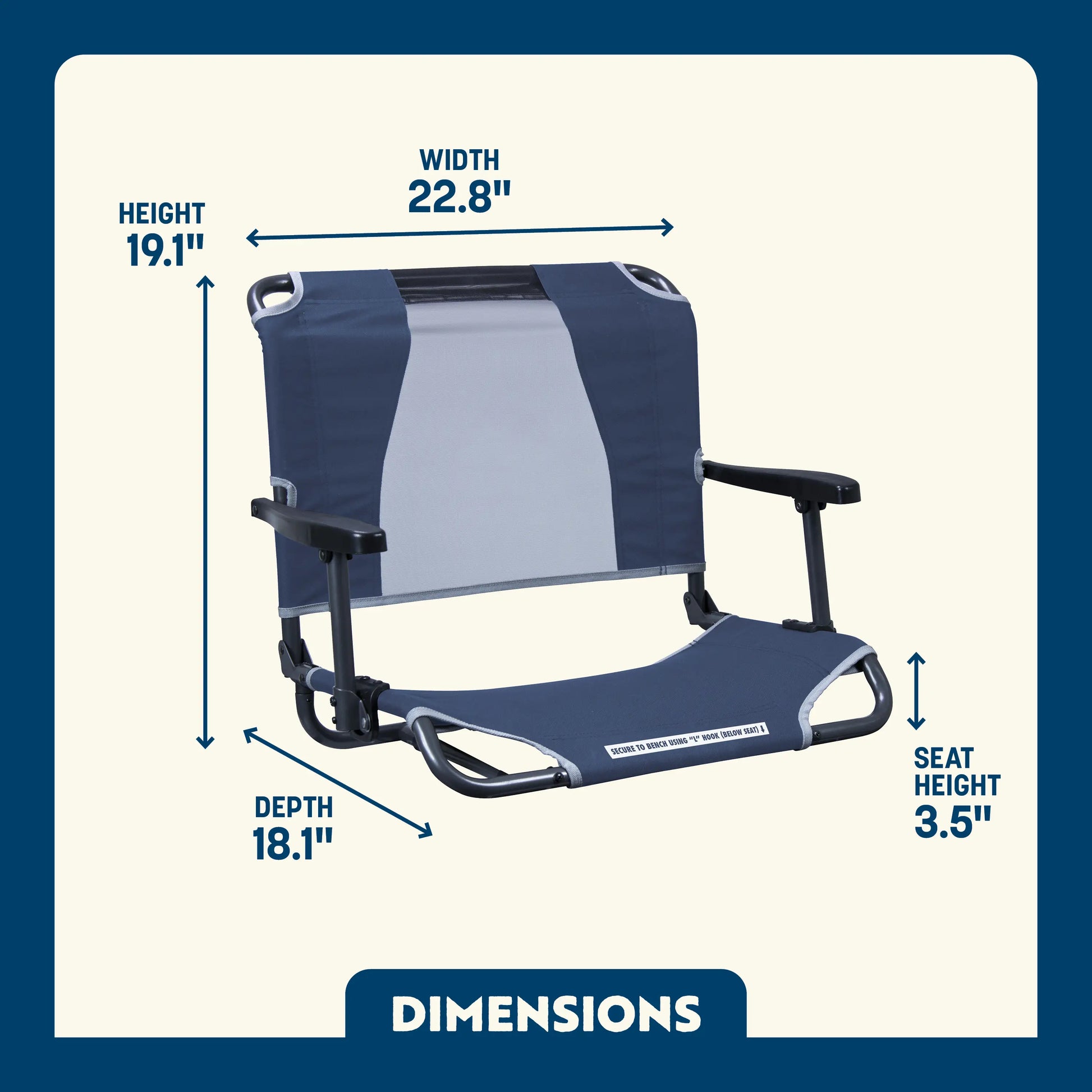 Ergonomic Back-Support Big Comfort Stadium Chair with Armrests - Choice 465 - Lightweight Folding Bleacher Chair with Cushioning Detail