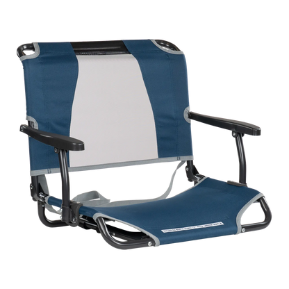 Ergonomic Back-Support Big Comfort Stadium Chair with Armrests - Choice 465 - Lightweight Folding Bleacher Chair with Cushioning - Navy