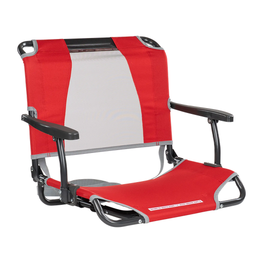 Ergonomic Back-Support Big Comfort Stadium Chair with Armrests - Choice 465 - Lightweight Folding Bleacher Chair with Cushioning - Red