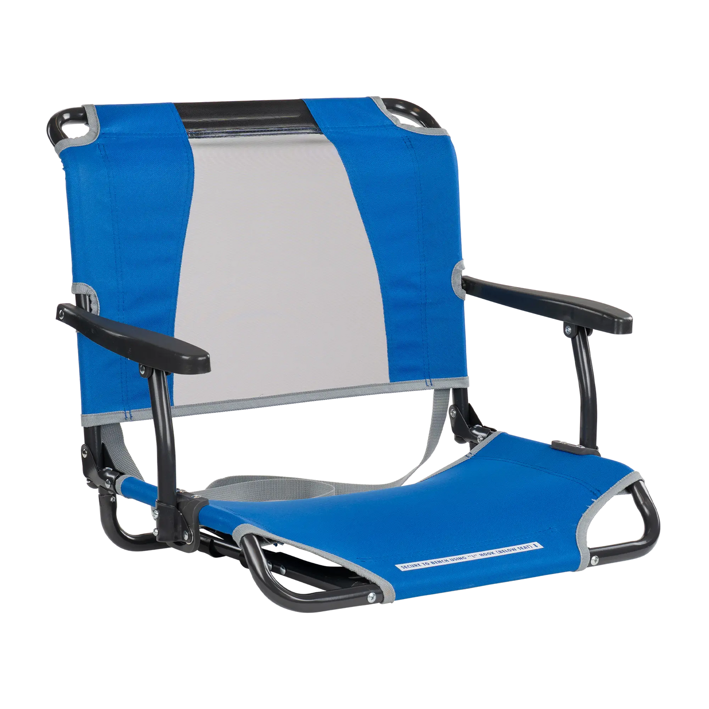 Ergonomic Back-Support Big Comfort Stadium Chair with Armrests - Choice 465 - Lightweight Folding Bleacher Chair with Cushioning - Royal Blue