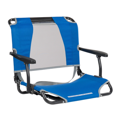 Ergonomic Back-Support Big Comfort Stadium Chair with Armrests - Choice 465 - Lightweight Folding Bleacher Chair with Cushioning - Royal Blue