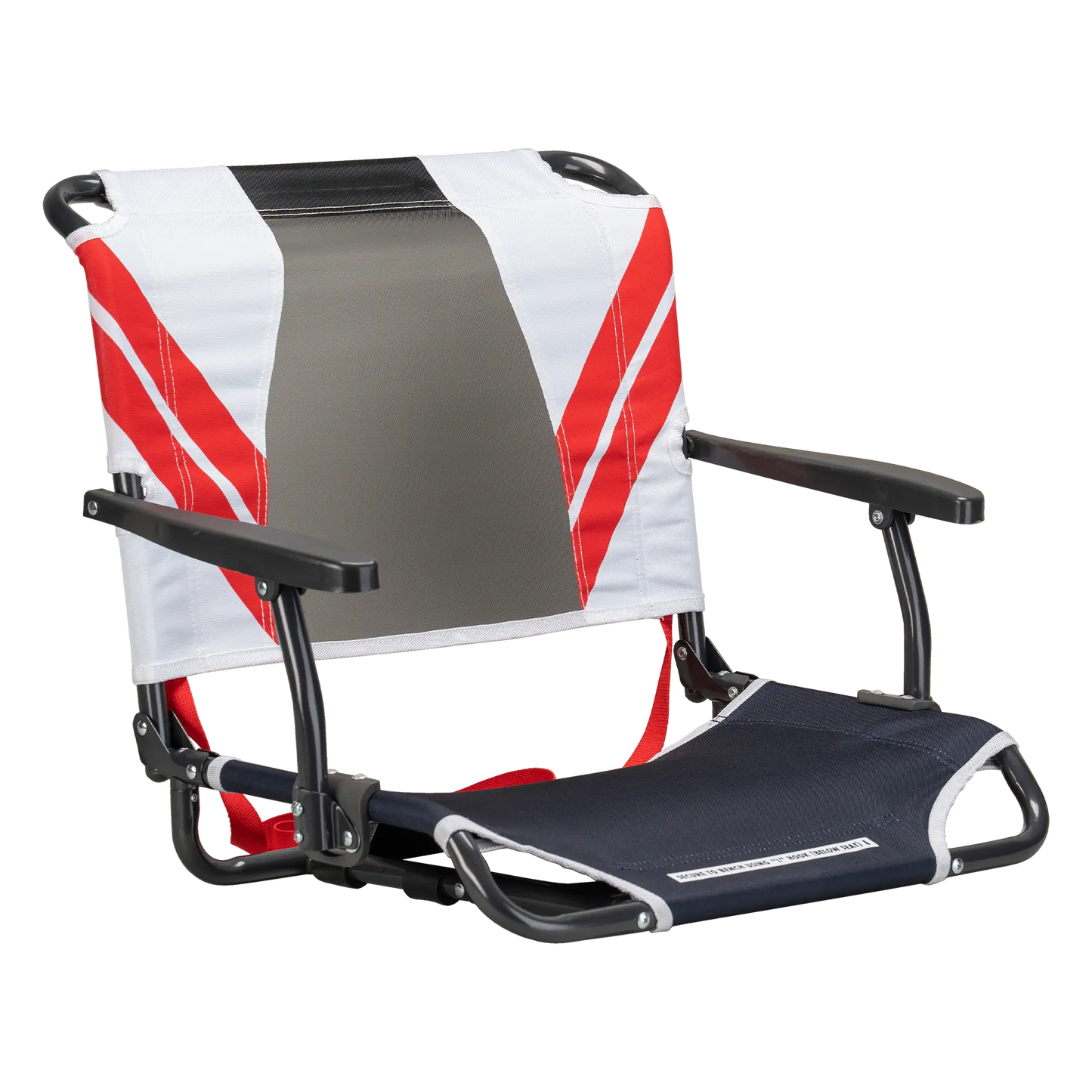 Ergonomic Back-Support Big Comfort Stadium Chair with Armrests - Choice 465 - Lightweight Folding Bleacher Chair with Cushioning - Indigo/White/Red