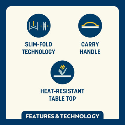 Slim-Fold Slim-Fold Table - Choice 196 - Portable Camping Table with Heat-Resistant Countertop Detail