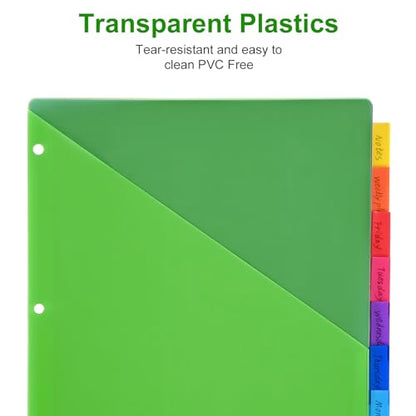 Smart Home 8-Tab Binder Dividers - Index Pockets Divider for 3 Essentials