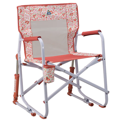Patented Spring-Action Freestyle Rocker - Choice 711 - Heavy-Duty Kickback Rocker with Beverage Holder - Pink Sundress