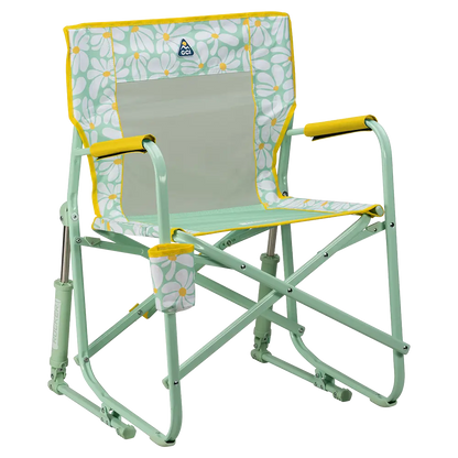 Patented Spring-Action Freestyle Rocker - Choice 711 - Heavy-Duty Kickback Rocker with Beverage Holder - Green/Yellow