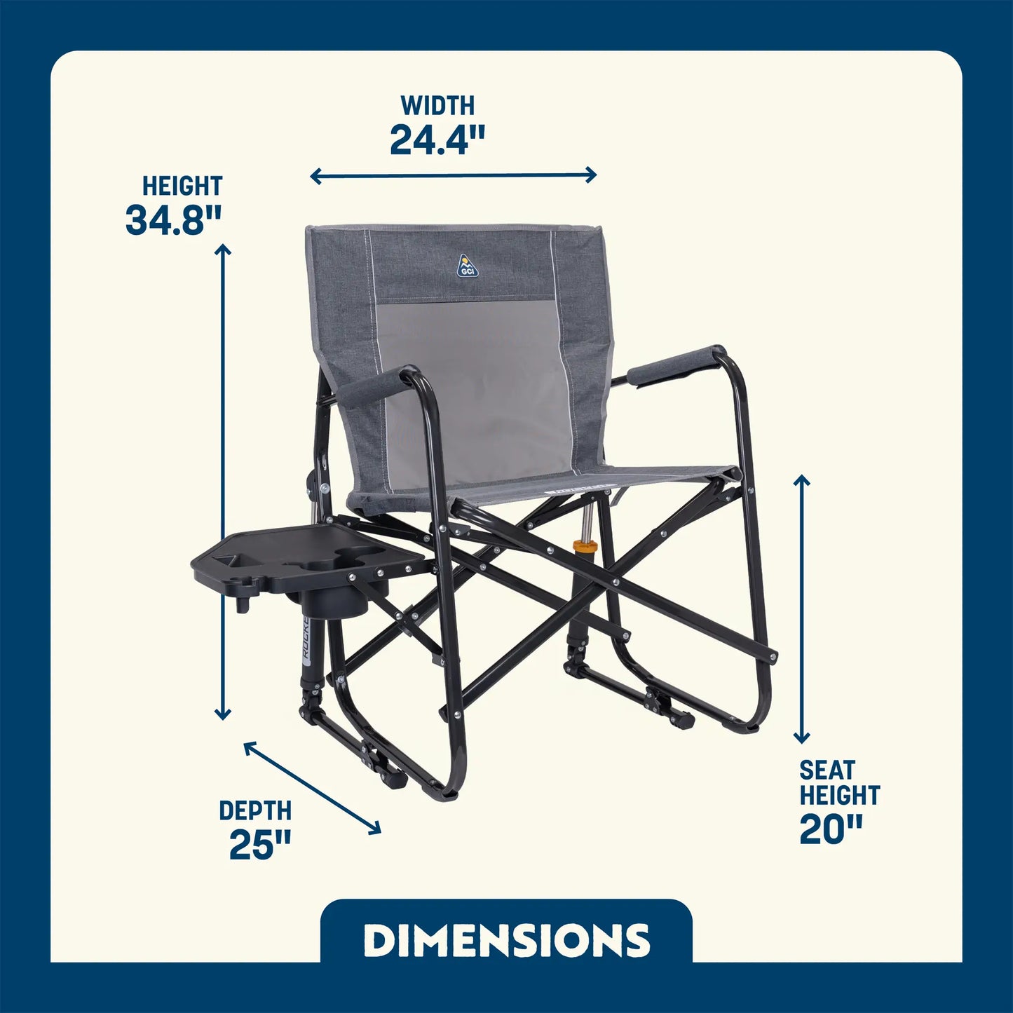 Patented Spring-Action Freestyle Rocker with Side Table - Choice 853 - Freestyle Rocker Portable Outdoor Folding Chair Detail