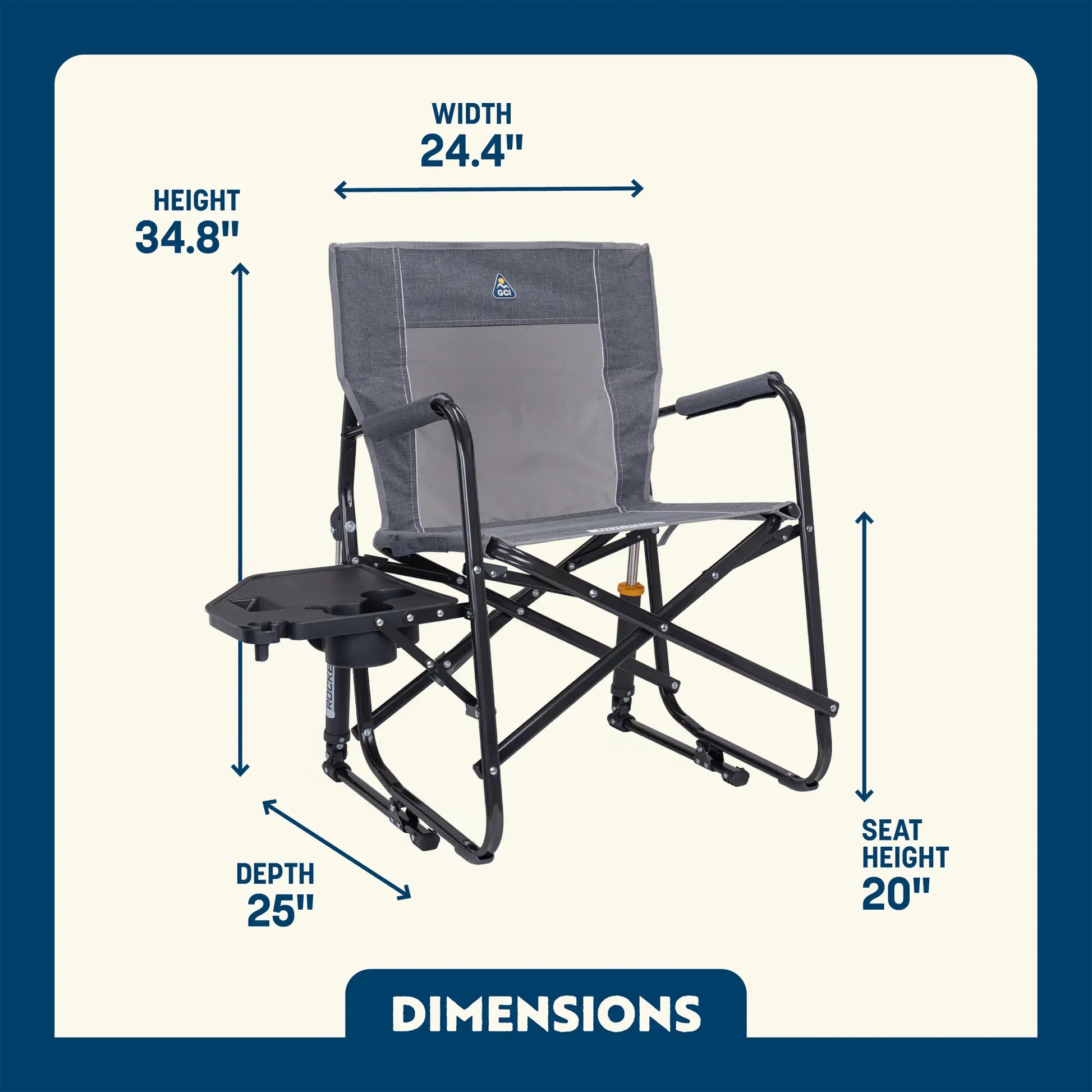 Patented Spring-Action Freestyle Rocker with Side Table - Choice 853 - Freestyle Rocker Portable Outdoor Folding Chair Detail