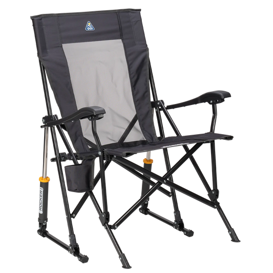 Heavy-Duty Freestyle RoadTrip Rocker - Choice 855 - Heavy-Duty Kickback Rocker with Beverage Holder - Dark Charcoal
