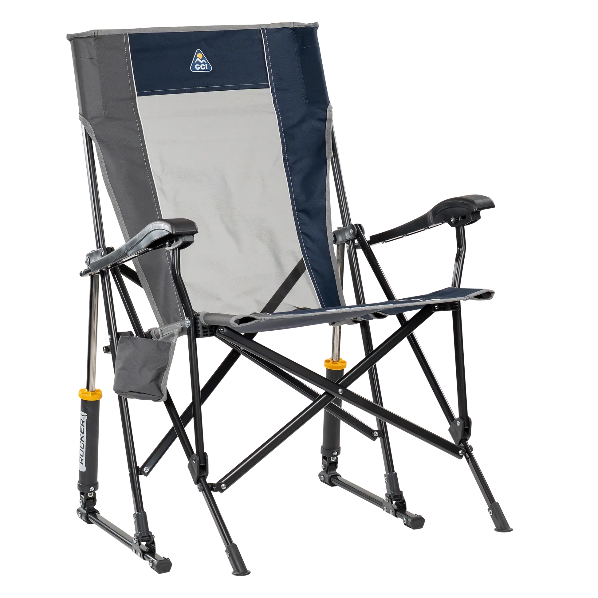 Heavy-Duty Freestyle RoadTrip Rocker - Choice 855 - Heavy-Duty Kickback Rocker with Beverage Holder - Indigo