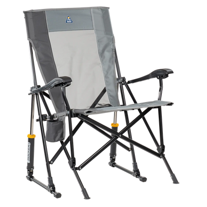 Heavy-Duty Freestyle RoadTrip Rocker - Choice 855 - Heavy-Duty Kickback Rocker with Beverage Holder - Mercury Gray