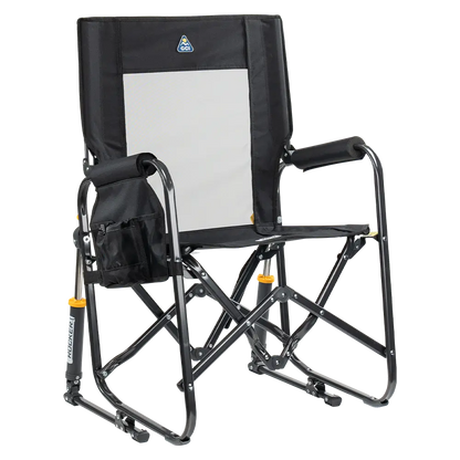 Premium All-Weather Stowaway Rocker - Choice 794 - Heavy-Duty Kickback Rocker with Beverage Holder - Black