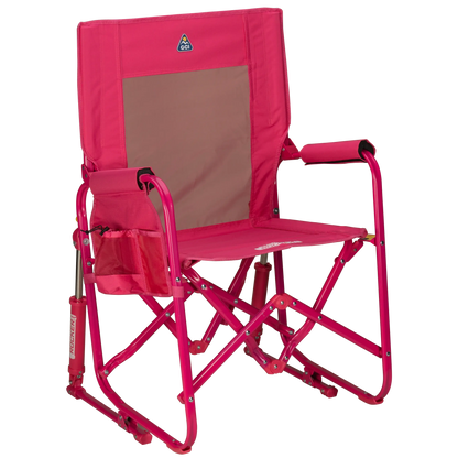 Premium All-Weather Stowaway Rocker - Choice 794 - Heavy-Duty Kickback Rocker with Beverage Holder - Bright Pink