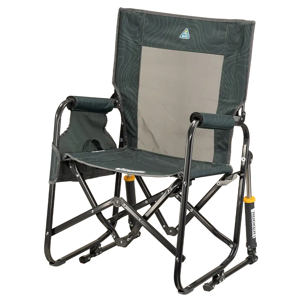 Premium All-Weather Stowaway Rocker - Choice 794 - Heavy-Duty Kickback Rocker with Beverage Holder Detail