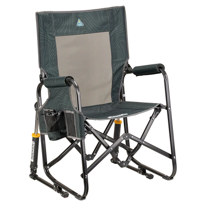 Premium All-Weather Stowaway Rocker - Choice 794 - Heavy-Duty Kickback Rocker with Beverage Holder - Hunter Topo