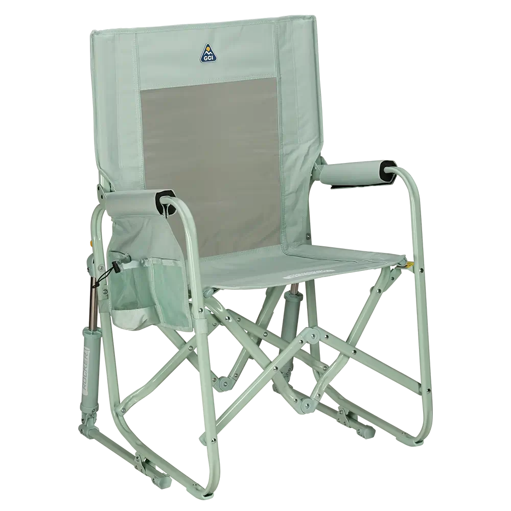 Premium All-Weather Stowaway Rocker - Choice 794 - Heavy-Duty Kickback Rocker with Beverage Holder - Pastel Green