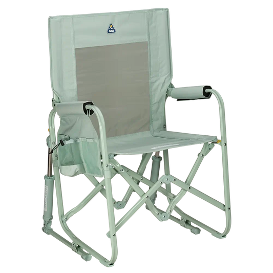 Premium All-Weather Stowaway Rocker - Choice 794 - Heavy-Duty Kickback Rocker with Beverage Holder - Pastel Green