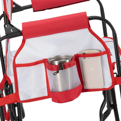 Premium All-Weather Stowaway Rocker - Choice 794 - Heavy-Duty Kickback Rocker with Beverage Holder Detail