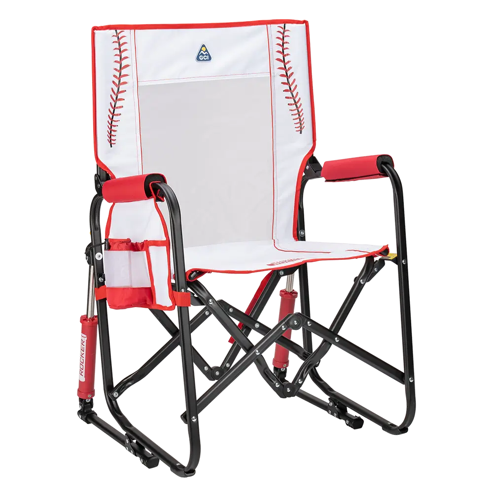Premium All-Weather Stowaway Rocker - Choice 794 - Heavy-Duty Kickback Rocker with Beverage Holder - Baseball