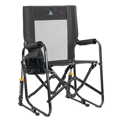 Premium All-Weather Stowaway Rocker - Choice 794 - Heavy-Duty Kickback Rocker with Beverage Holder - Tailgater Dark Charcoal