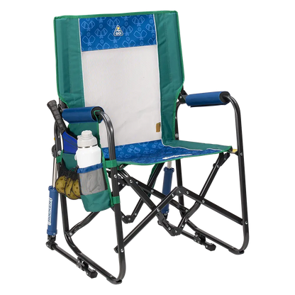 Premium All-Weather Stowaway Rocker - Choice 794 - Heavy-Duty Kickback Rocker with Beverage Holder - Pickleball Green