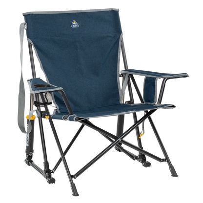 Patented Spring-Action Kickback Rocker - Choice 345 - Heavy-Duty Kickback Rocker with Beverage Holder - Heathered Indigo