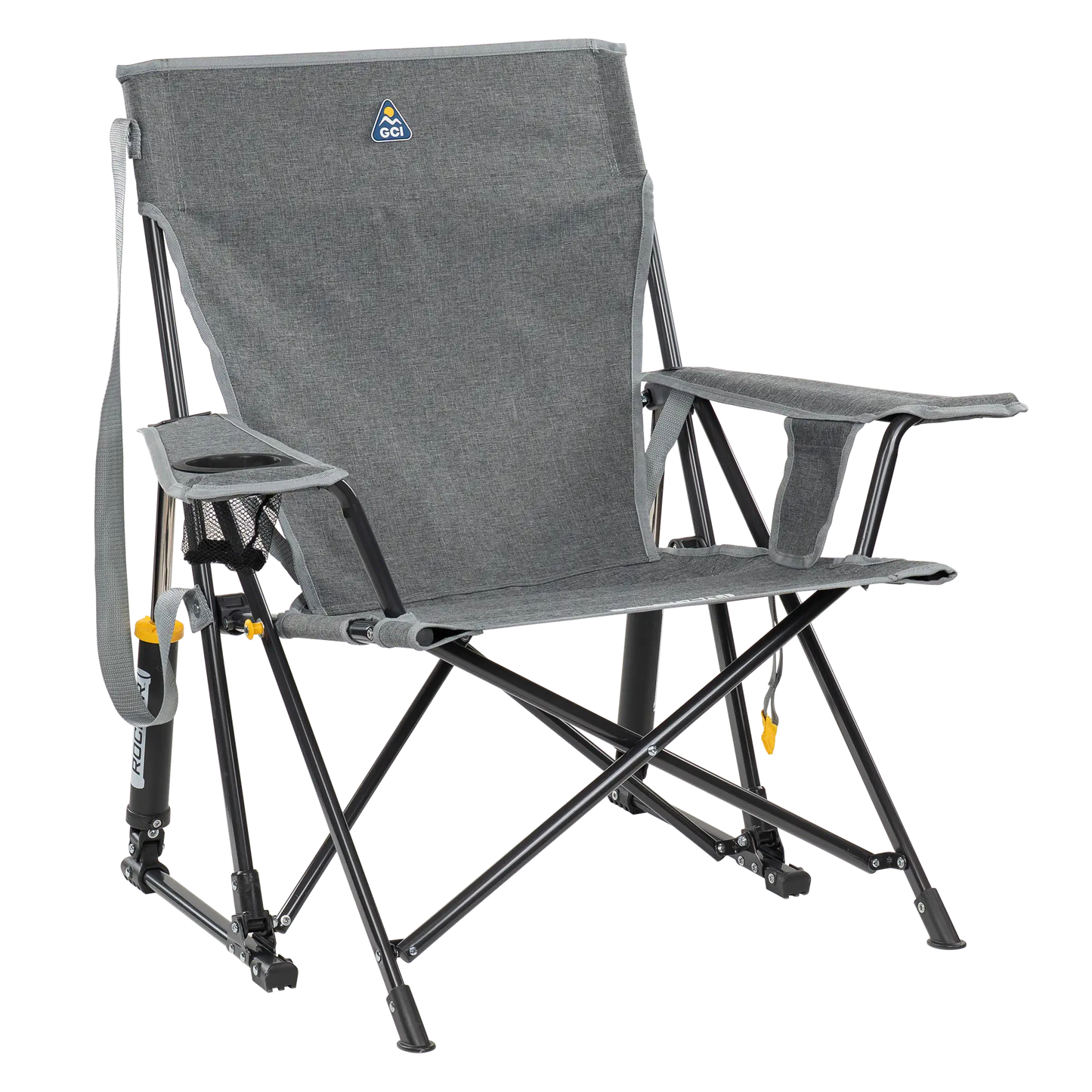 Patented Spring-Action Kickback Rocker - Choice 345 - Heavy-Duty Kickback Rocker with Beverage Holder - Heathered Pewter