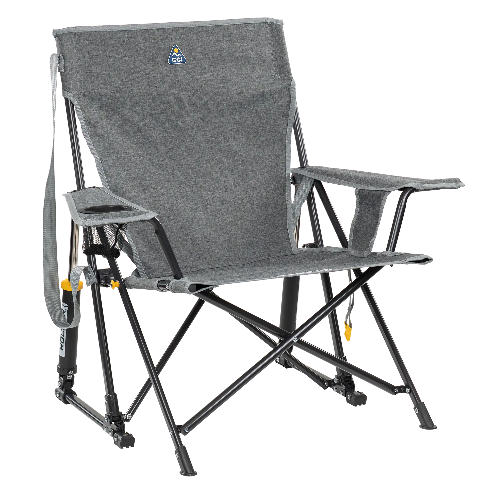 Patented Spring-Action Kickback Rocker - Choice 345 - Heavy-Duty Kickback Rocker with Beverage Holder - Heathered Pewter
