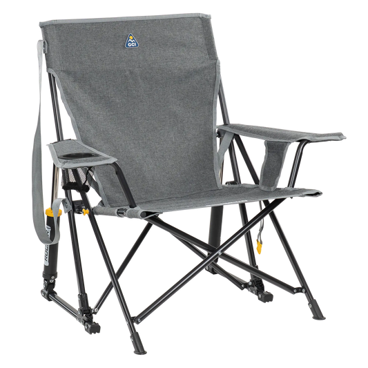 Patented Spring-Action Kickback Rocker - Choice 345 - Heavy-Duty Kickback Rocker with Beverage Holder - Heathered Pewter