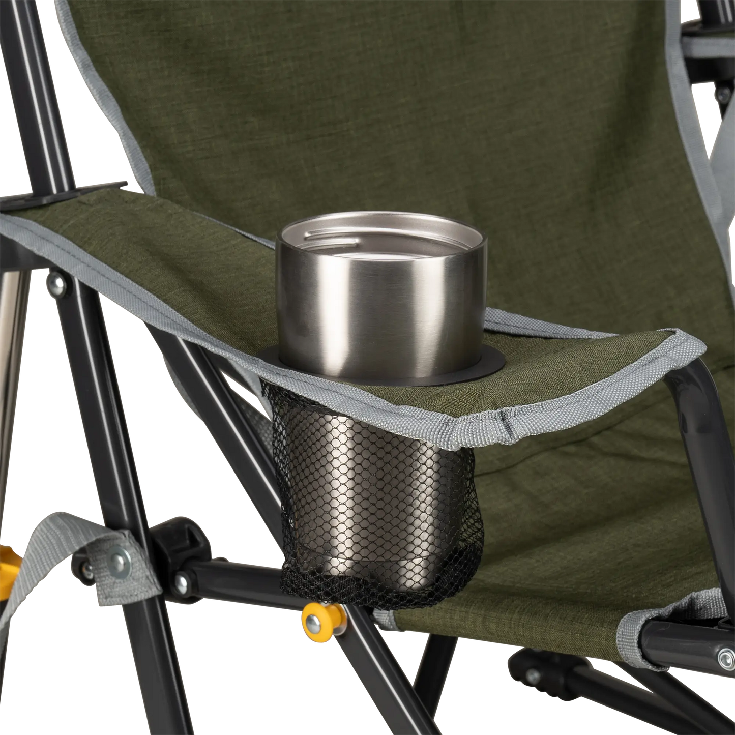 Patented Spring-Action Kickback Rocker - Choice 345 - Heavy-Duty Kickback Rocker with Beverage Holder Detail