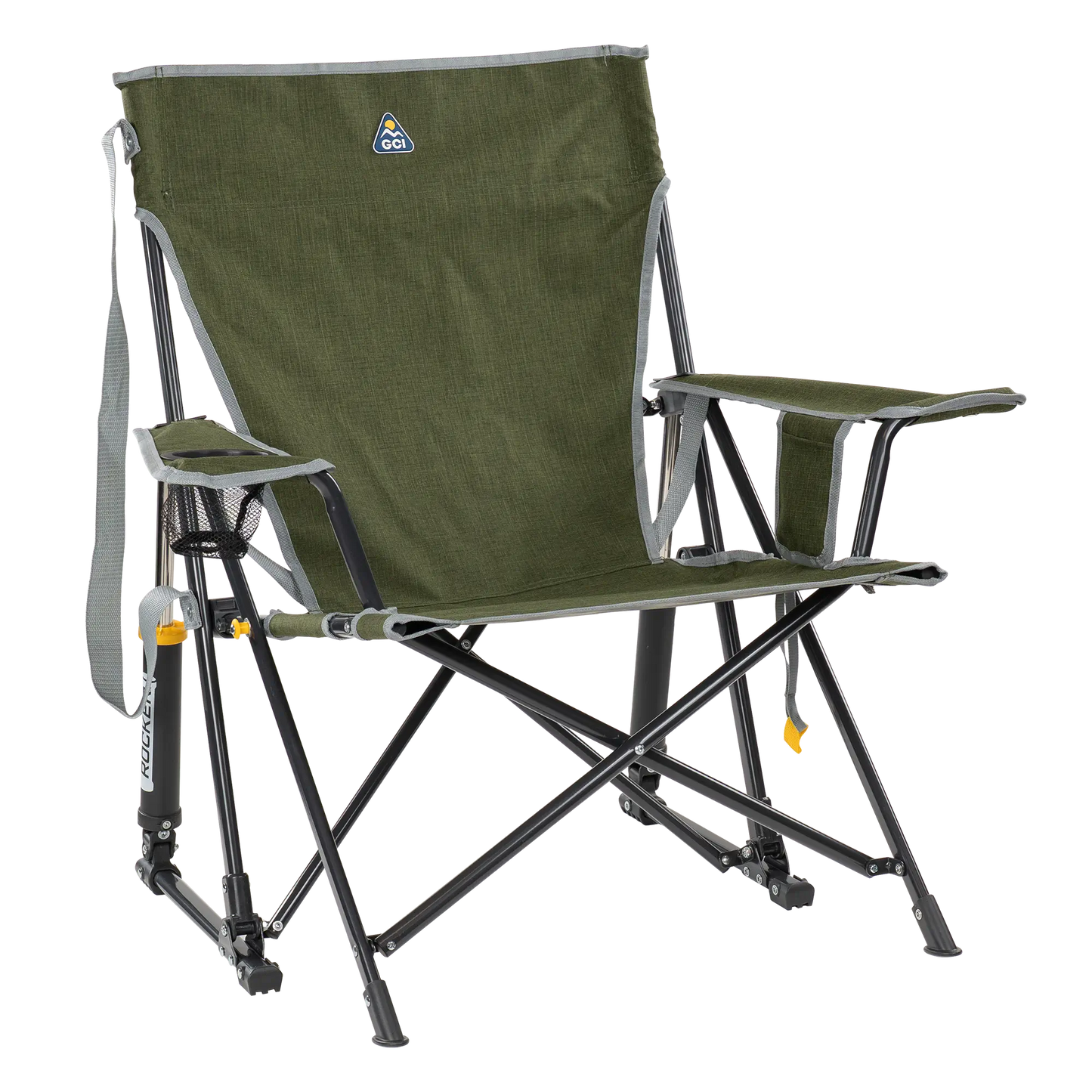 Patented Spring-Action Kickback Rocker - Choice 345 - Heavy-Duty Kickback Rocker with Beverage Holder - Heathered Loden
