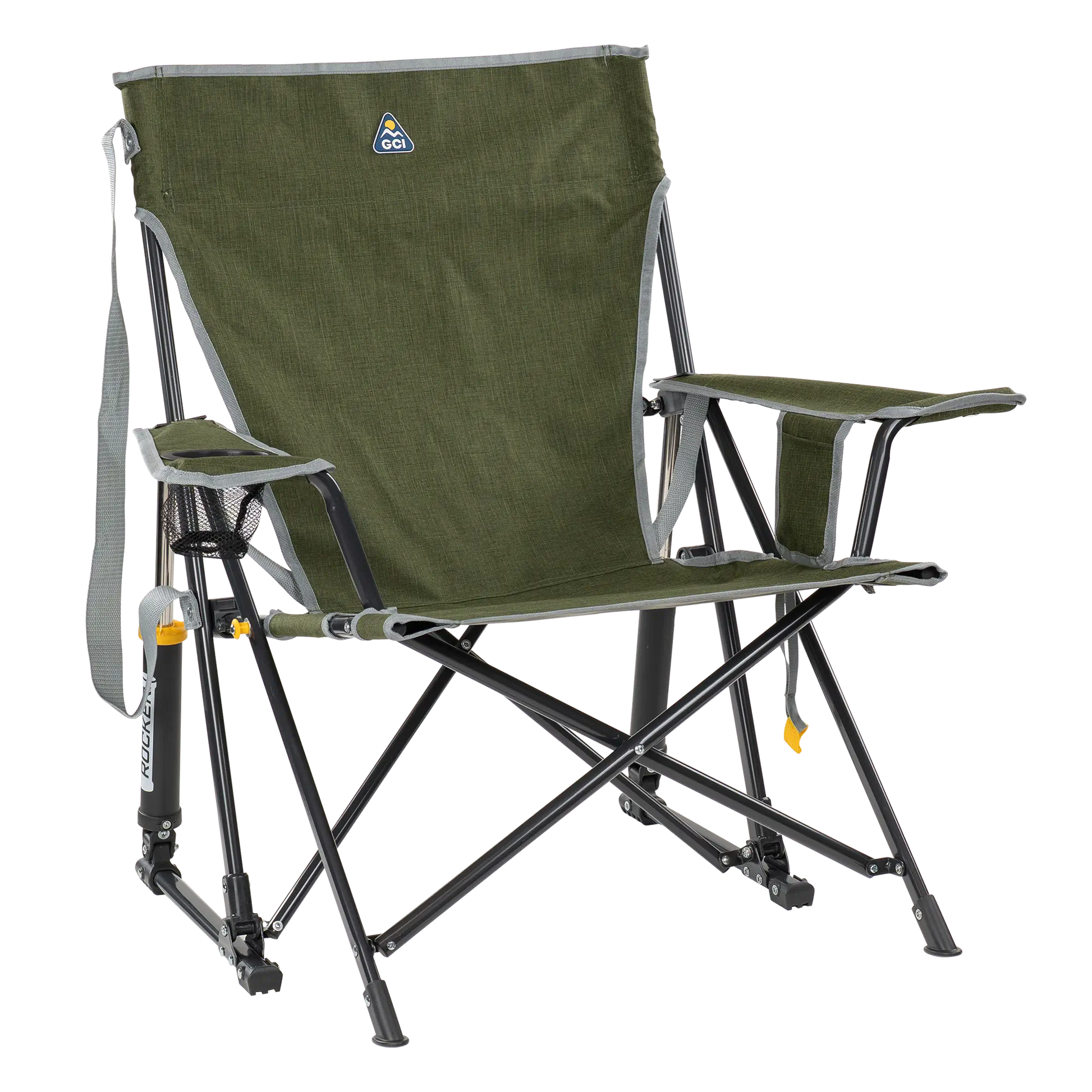 Patented Spring-Action Kickback Rocker - Choice 345 - Heavy-Duty Kickback Rocker with Beverage Holder - Heathered Loden
