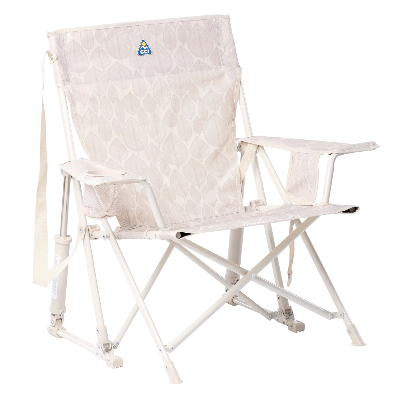 Patented Spring-Action Kickback Rocker - Choice 345 - Heavy-Duty Kickback Rocker with Beverage Holder - Soft Neutral Leaf