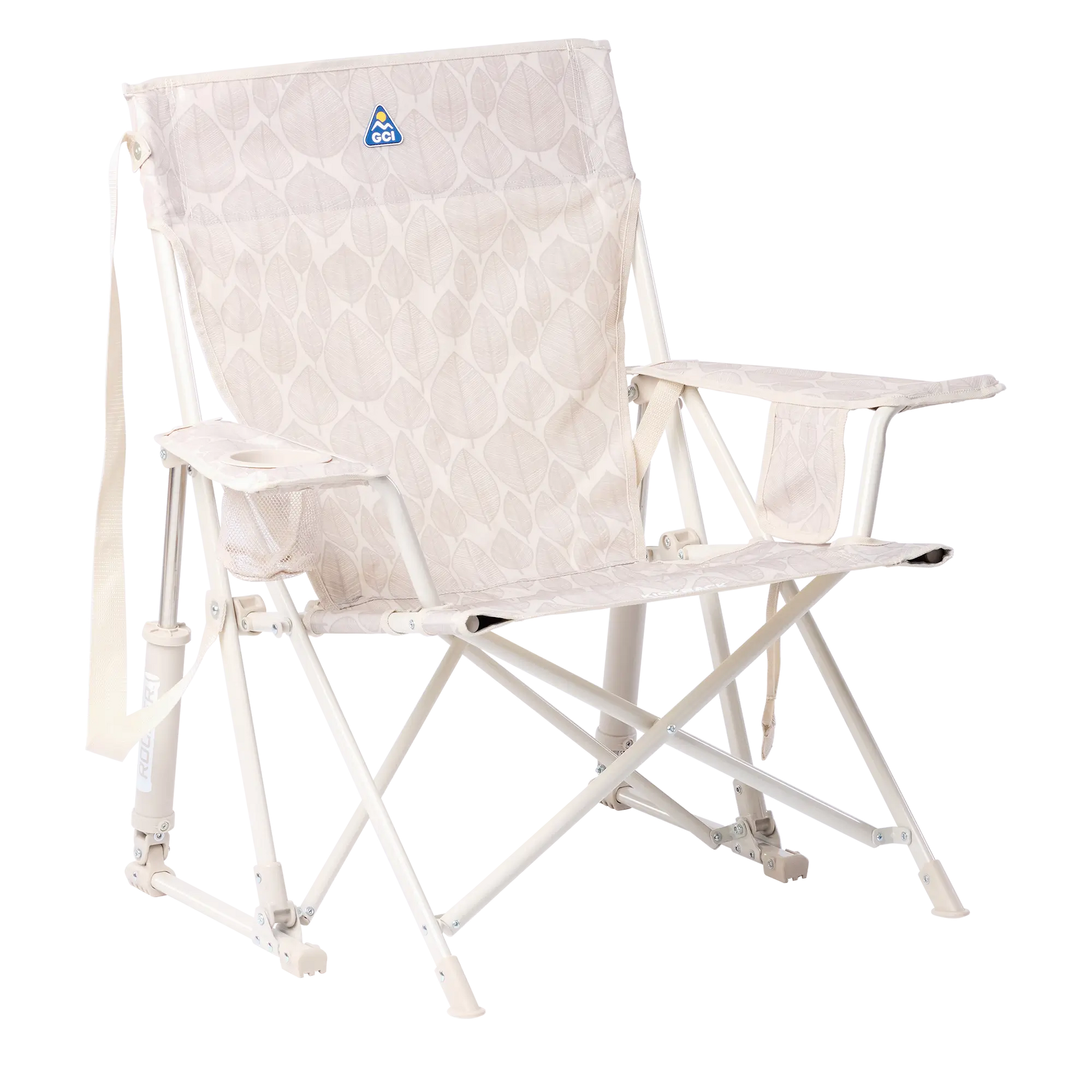 Patented Spring-Action Kickback Rocker - Choice 345 - Heavy-Duty Kickback Rocker with Beverage Holder - Soft Neutral Leaf