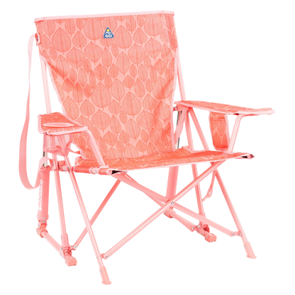 Patented Spring-Action Kickback Rocker - Choice 345 - Heavy-Duty Kickback Rocker with Beverage Holder - Soft Pink Leaf