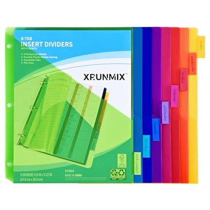 Smart Home 8-Tab Binder Dividers - Index Pockets Divider for 3 Essentials