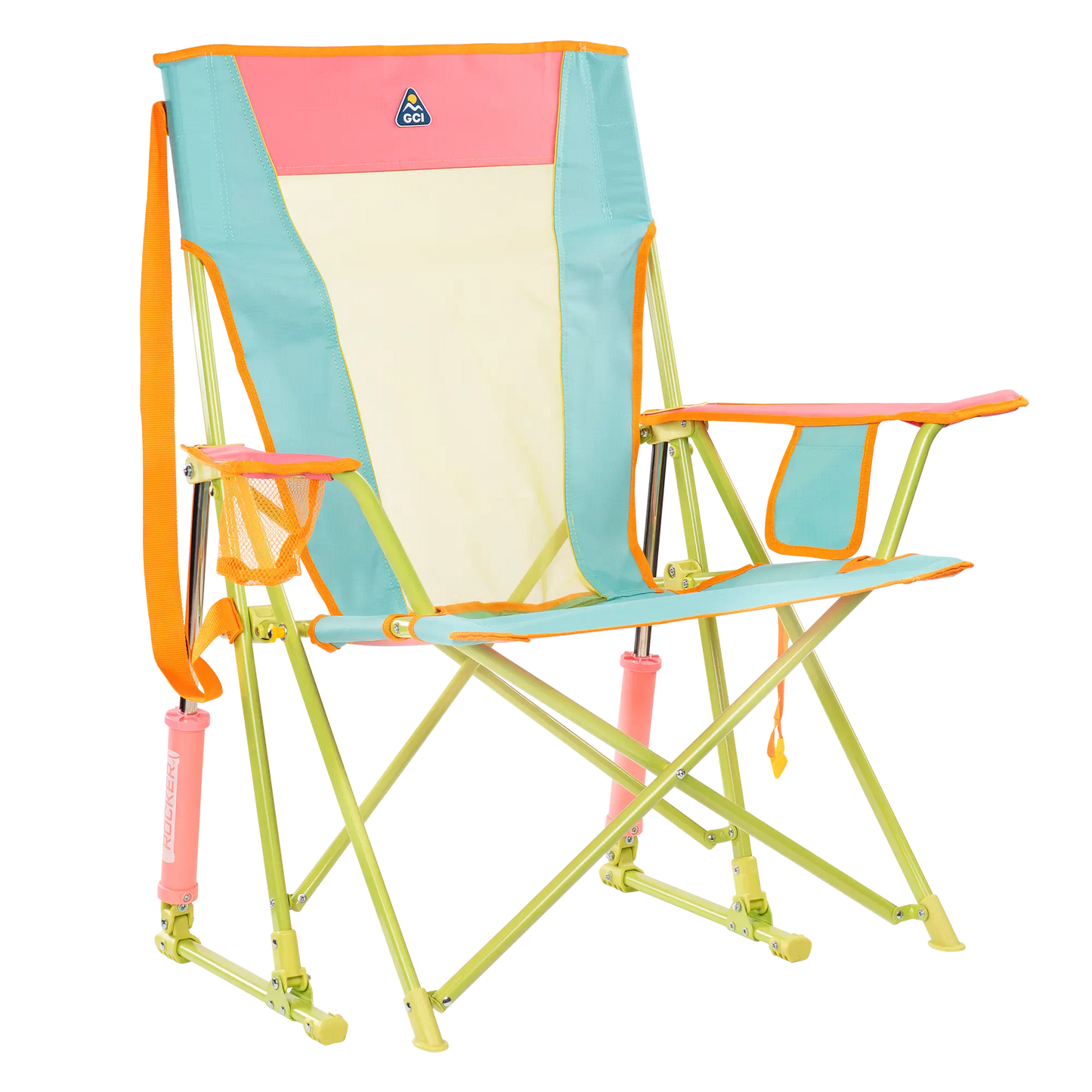 Premium All-Weather Comfort Pro Rocker - Choice 375 - Heavy-Duty Kickback Rocker with Beverage Holder - Sweet Tea