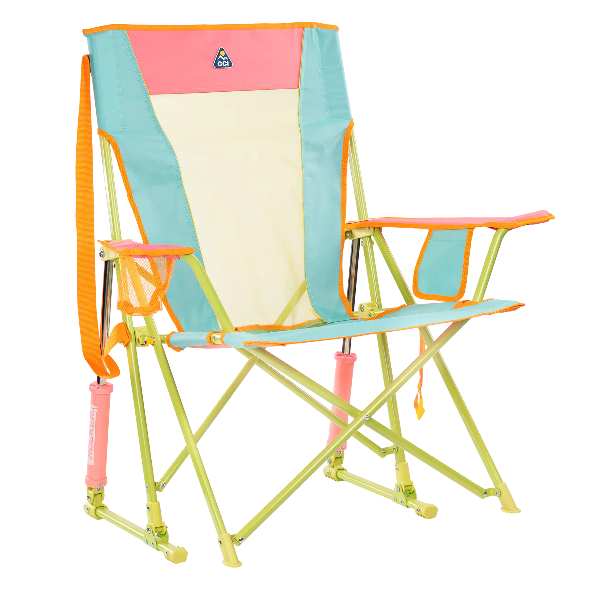 Premium All-Weather Comfort Pro Rocker - Choice 375 - Heavy-Duty Kickback Rocker with Beverage Holder - Sweet Tea