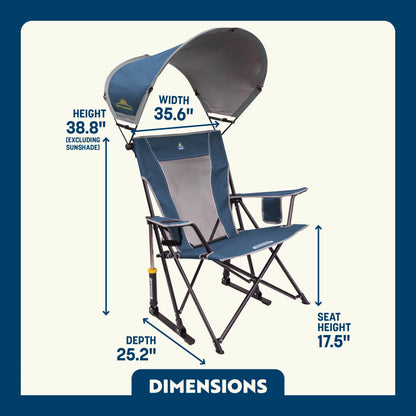 Smooth Motion SunShade Rocker - Choice 550 - Patented Spring-Action Rocking Chair for Camping Detail