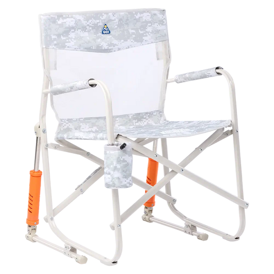 Patented Spring-Action Freestyle Rocker Elite - Choice 460 - RoadTrip Rocker Smooth Motion Camp Chair - Snow Camo