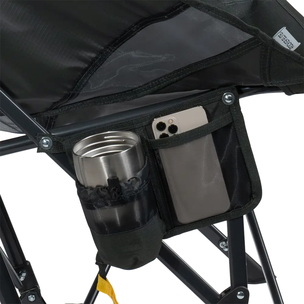 Patented Spring-Action Pod Rocker Elite - Choice 832 - Heavy-Duty Kickback Rocker with Beverage Holder Detail