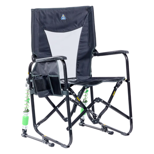 Smooth Motion Adjustable Rocker - Choice 573 - Patented Spring-Action Rocking Chair for Camping - Dark Charcoal