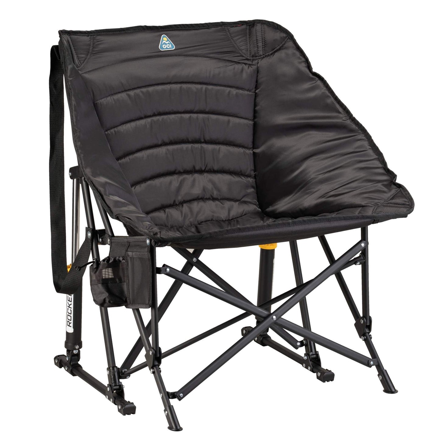 Smooth Motion Puff Rocker - Choice 731 - Heavy-Duty Kickback Rocker with Beverage Holder - Black