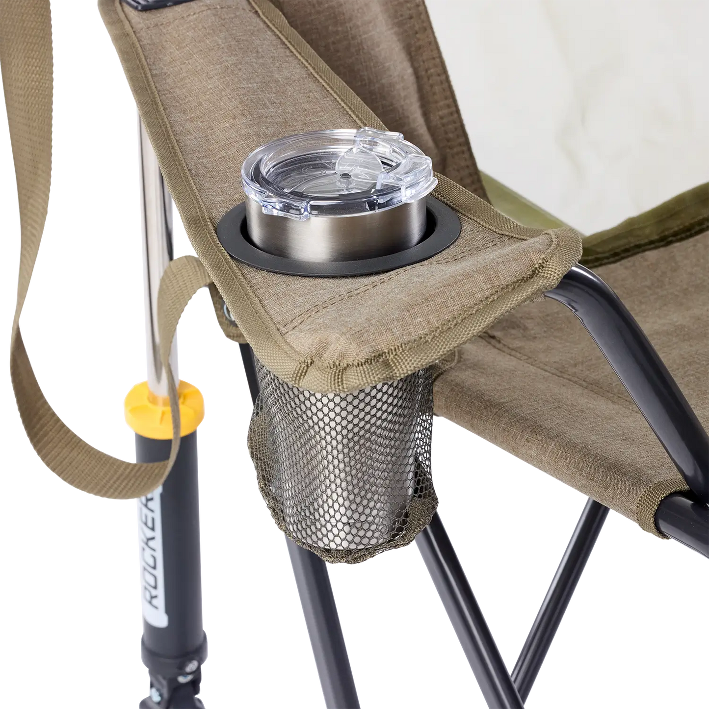 Smooth Motion Comfort Pro Rocker XL - Choice 107 - Heavy-Duty Kickback Rocker with Beverage Holder Detail
